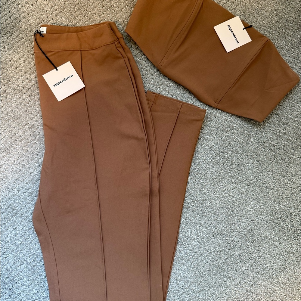 NWT superdown Brown Matching Pant set